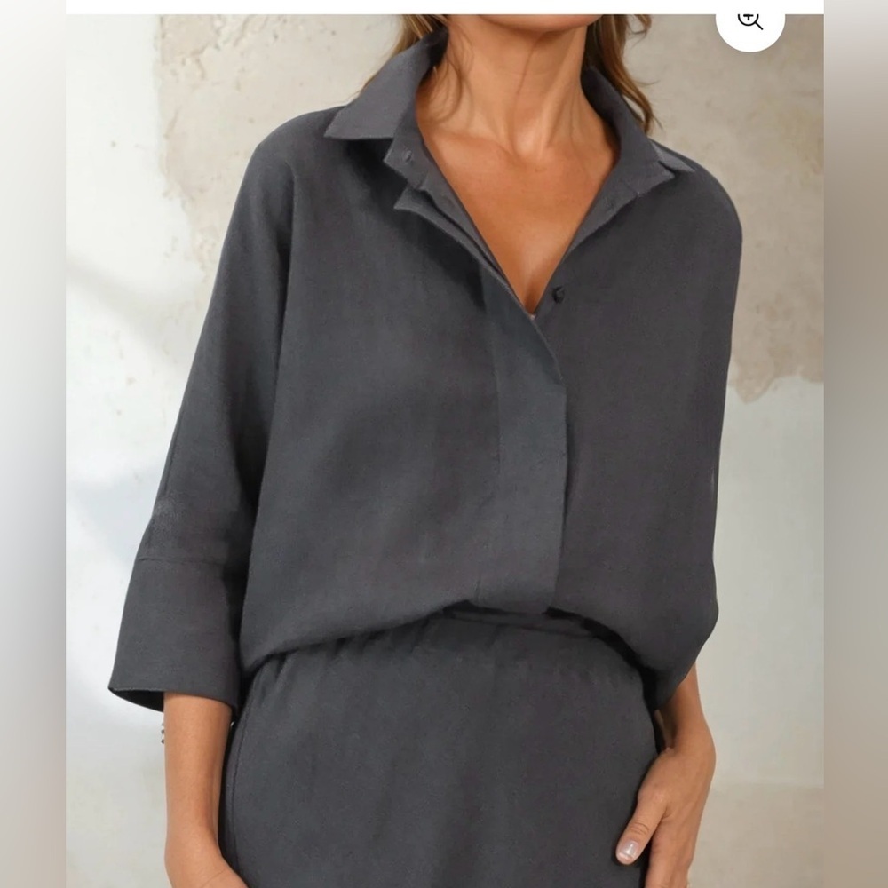 Jarbo Sahana Folman Sleeve premium linen blouse 3/4 sleeve L